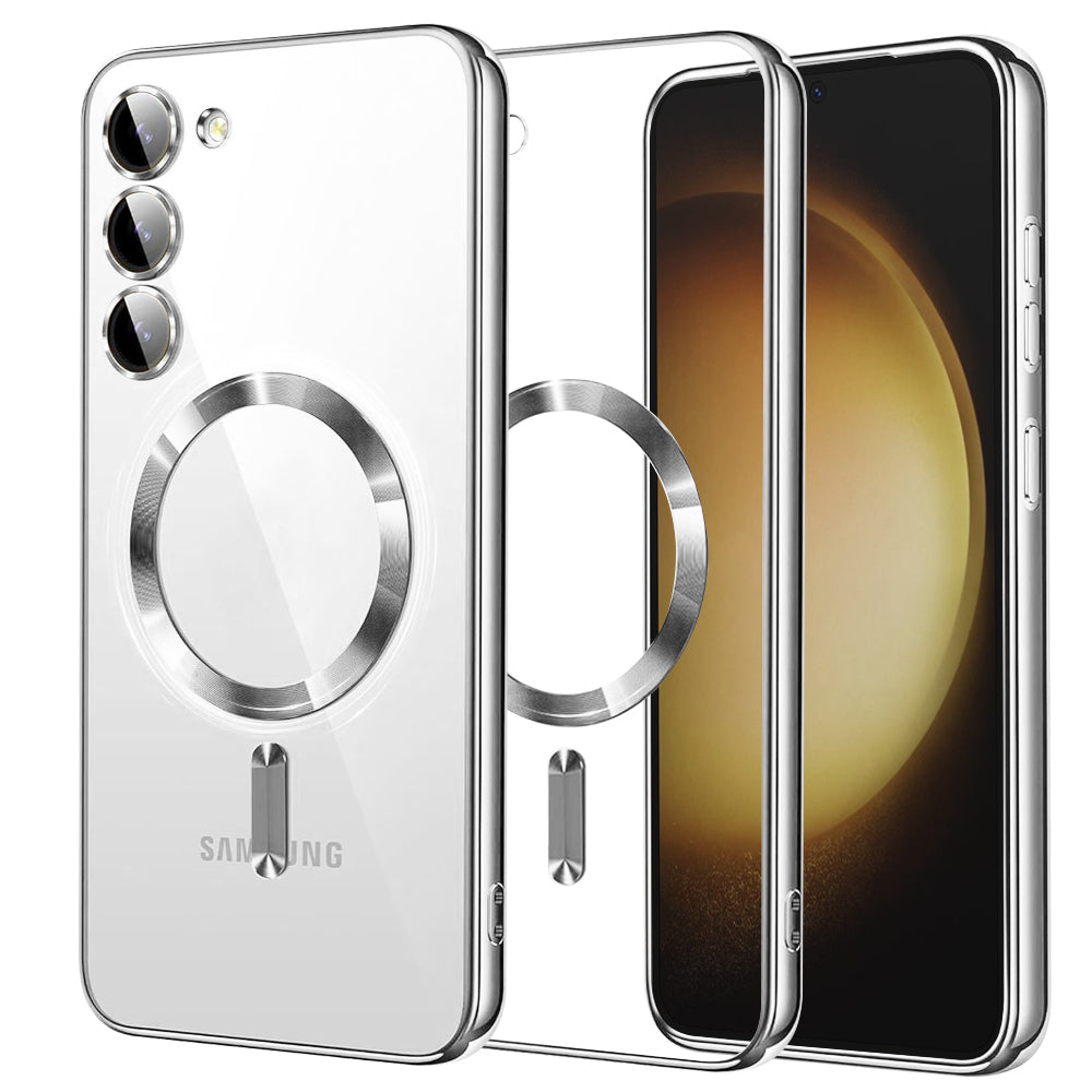 Funda MagSafe para Samsung Galaxy S23+ S916, Techsuit, Luxury Crystal, Plateada