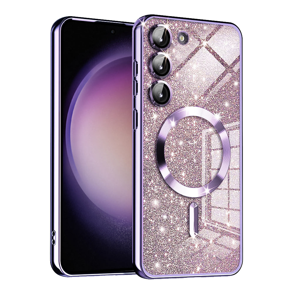 Funda MagSafe para Samsung Galaxy S23+ S916, Techsuit, Luxury Glitter, Morado Claro