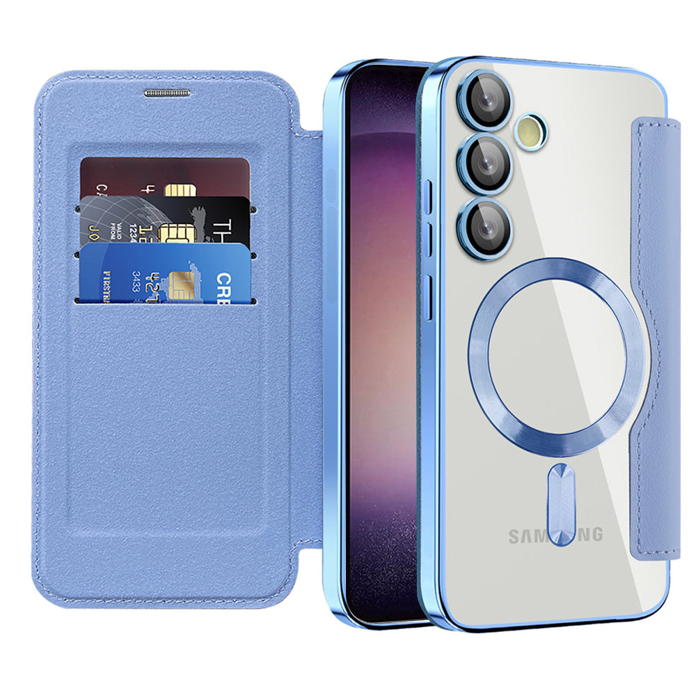 Funda MagSafe para Samsung Galaxy S23+ S916, Techsuit, SmartMag Book, Azul
