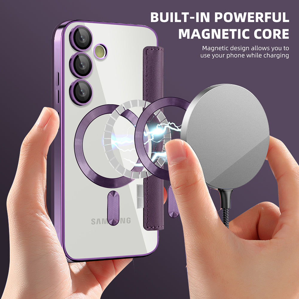 Funda MagSafe para Samsung Galaxy S23+ S916, Techsuit, SmartMag Book, Morado