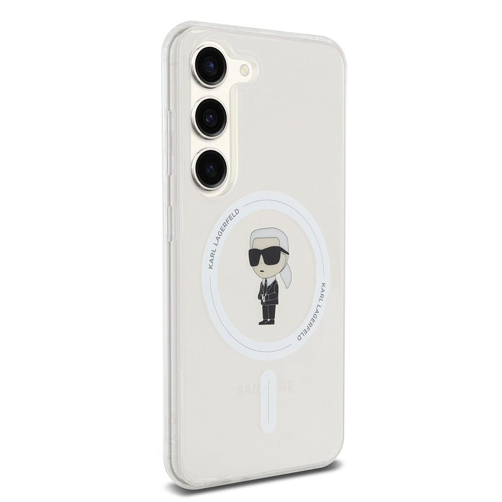 Funda MagSafe para Samsung Galaxy S23 S911, Karl Lagerfeld, IML Ikonik Karl, Transparente