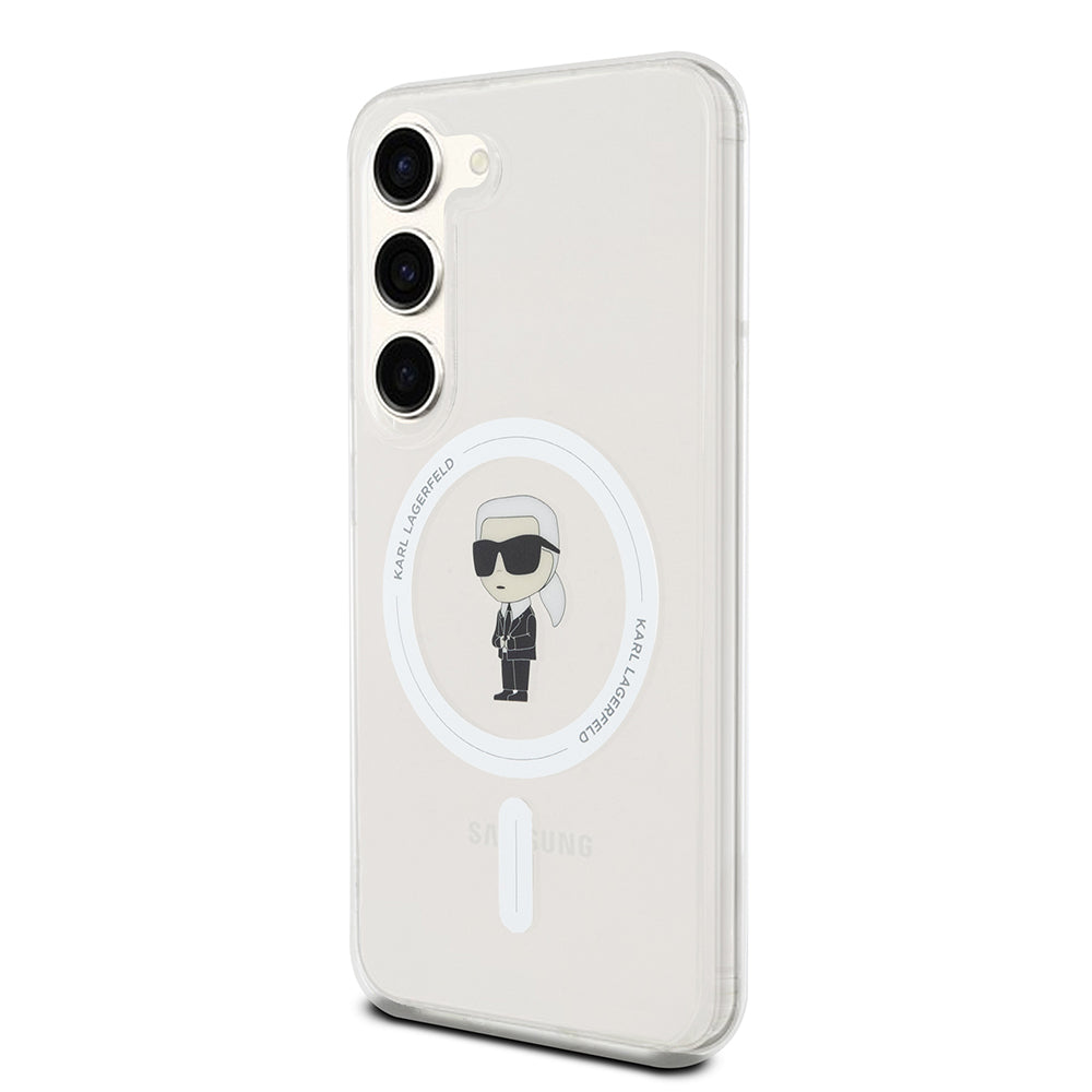 Funda MagSafe para Samsung Galaxy S23 S911, Karl Lagerfeld, IML Ikonik Karl, Transparente