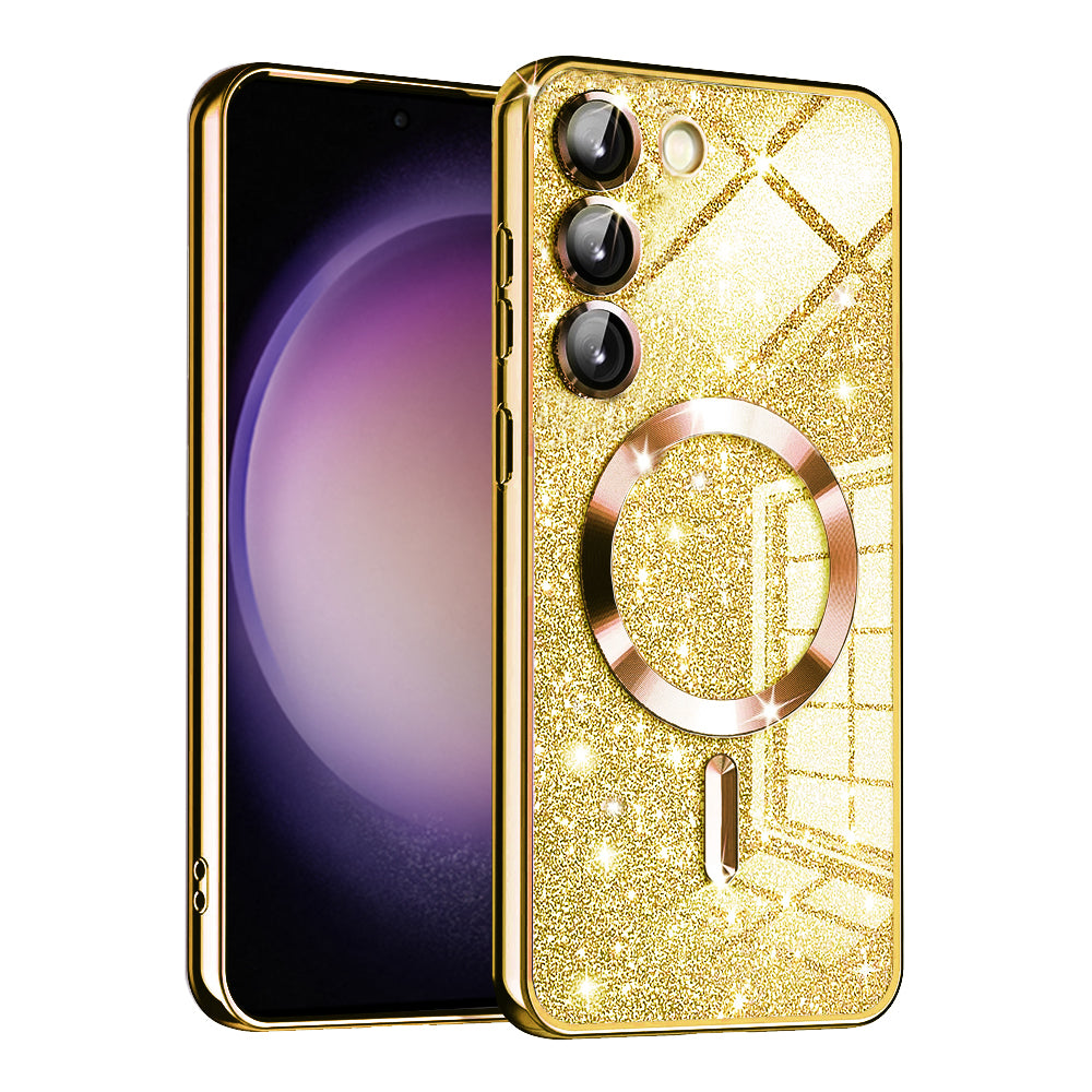 Funda MagSafe para Samsung Galaxy S23 S911, Techsuit, Luxury Glitter, Dorada