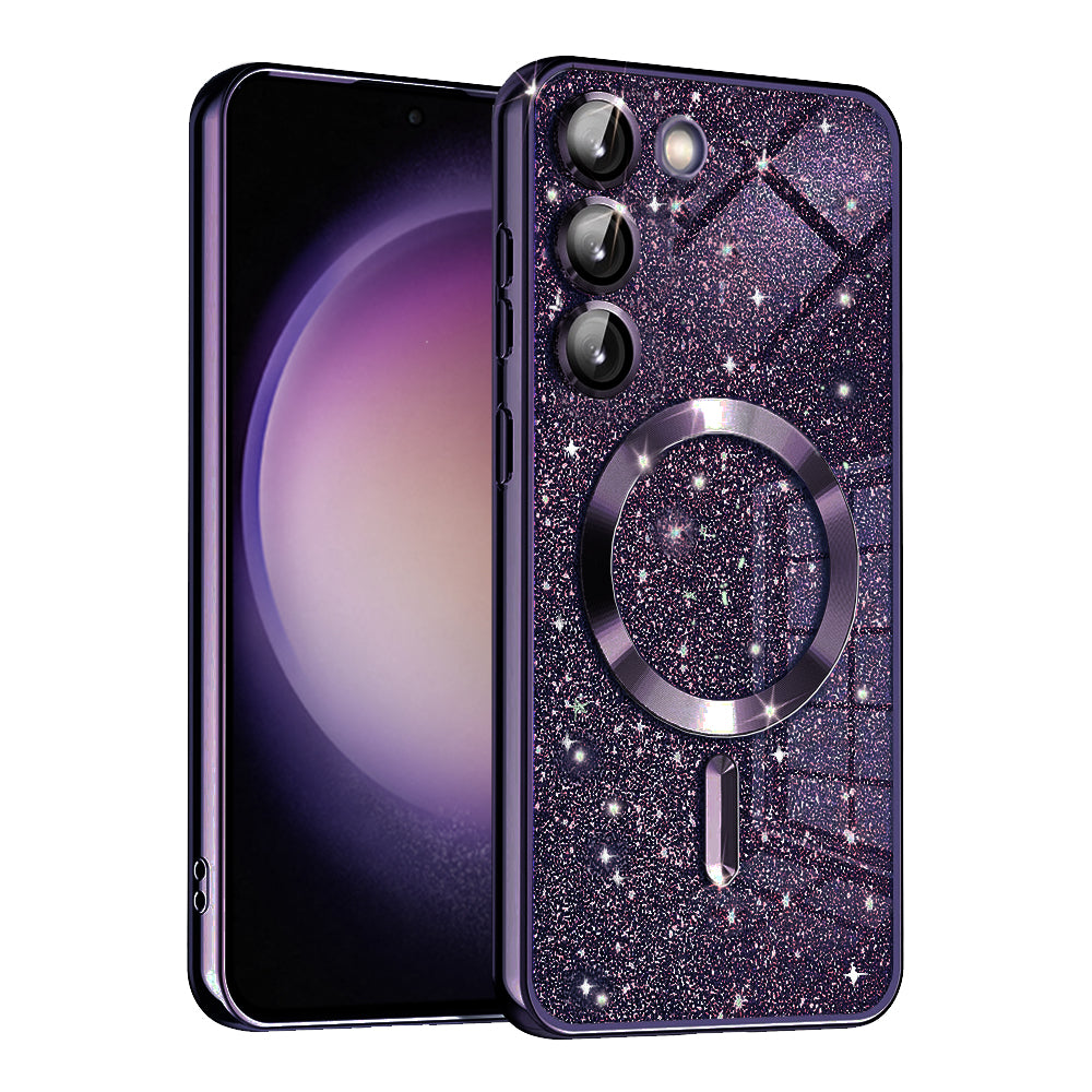 Funda MagSafe para Samsung Galaxy S23 S911, Techsuit, Luxury Glitter, Morado Oscuro