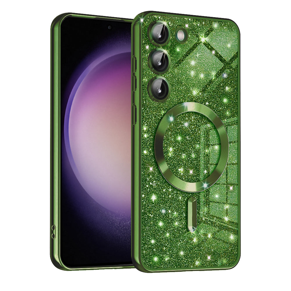 Funda MagSafe para Samsung Galaxy S23 S911, Techsuit, Luxury Glitter, Verde Oscuro