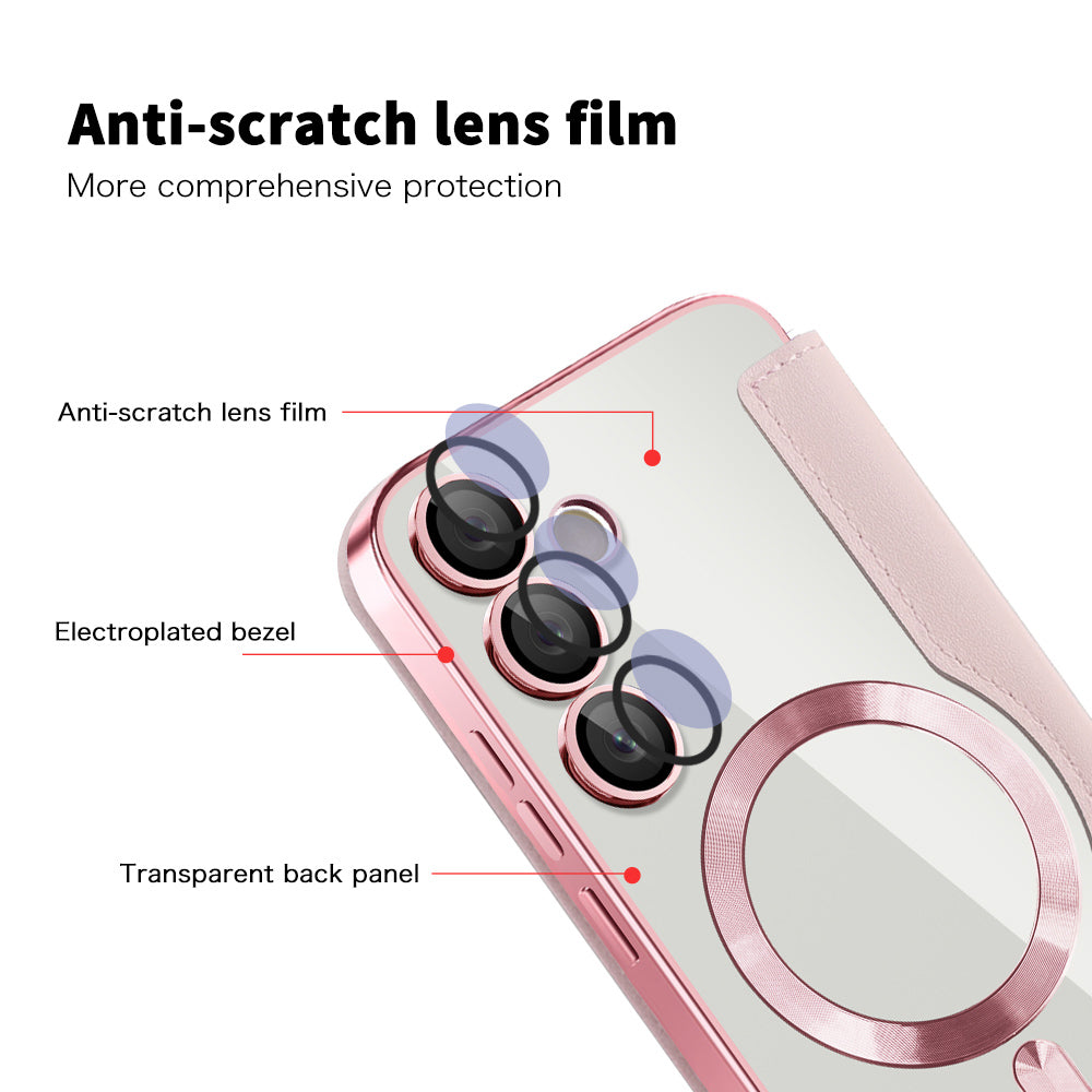 Funda MagSafe para Samsung Galaxy S23 S911, Techsuit, SmartMag Book, Rosa