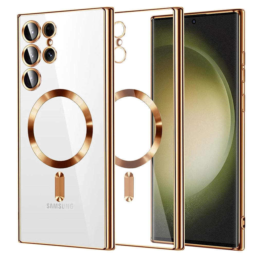 Funda MagSafe para Samsung Galaxy S23 Ultra S918, Techsuit, Luxury Crystal, Dorada