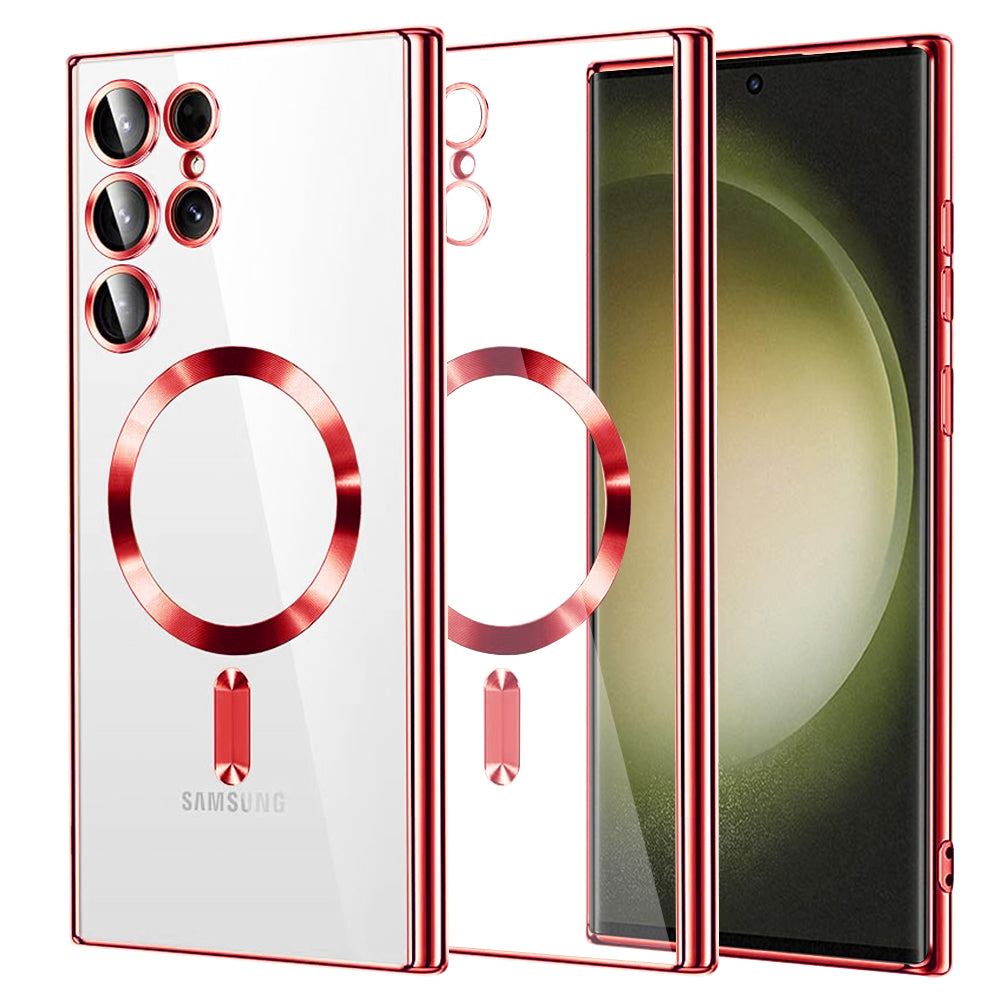 Funda MagSafe para Samsung Galaxy S23 Ultra S918, Techsuit, Luxury Crystal, Roja