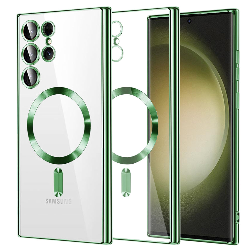 Funda MagSafe para Samsung Galaxy S23 Ultra S918, Techsuit, Luxury Crystal, Verde Claro