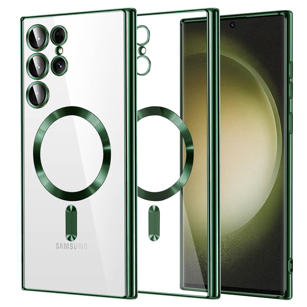 Funda MagSafe para Samsung Galaxy S23 Ultra S918, Techsuit, Luxury Crystal, Verde Oscuro