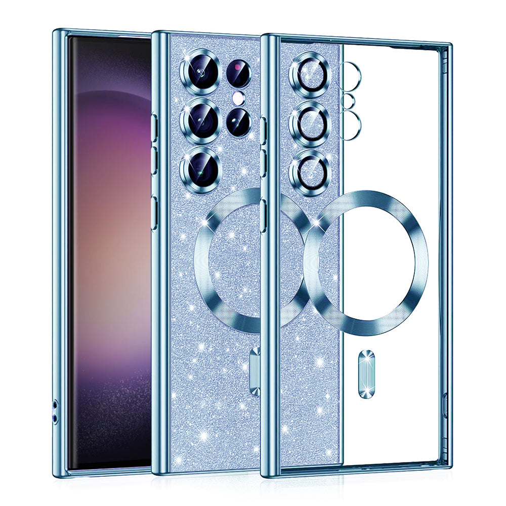Funda MagSafe para Samsung Galaxy S23 Ultra S918, Techsuit, Luxury Glitter, Azul
