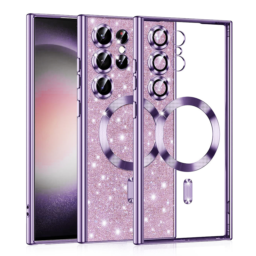 Funda MagSafe para Samsung Galaxy S23 Ultra S918, Techsuit, Luxury Glitter, Morado Claro