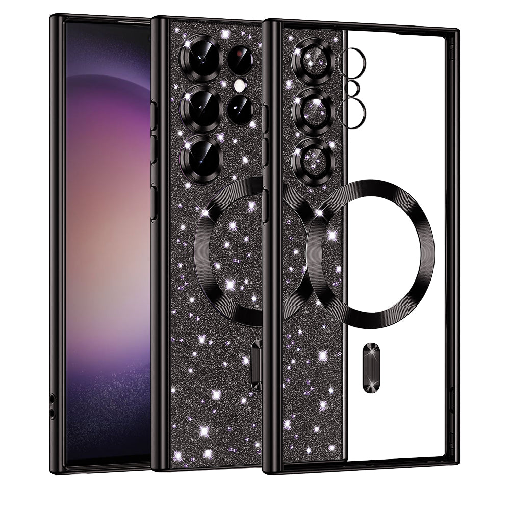 Funda MagSafe para Samsung Galaxy S23 Ultra S918, Techsuit, Luxury Glitter, Negra