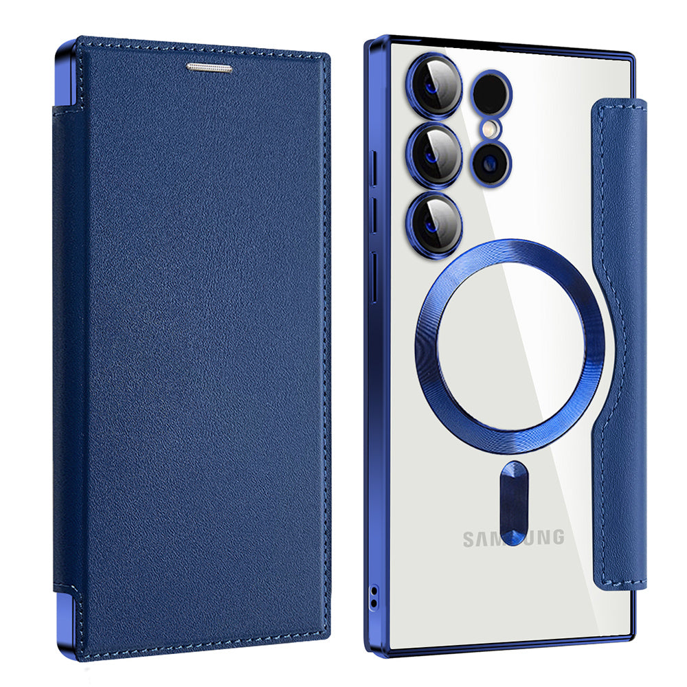 Funda MagSafe para Samsung Galaxy S23 Ultra S918, Techsuit, SmartMag Book, Azul