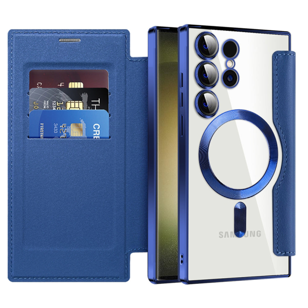Funda MagSafe para Samsung Galaxy S23 Ultra S918, Techsuit, SmartMag Book, Azul