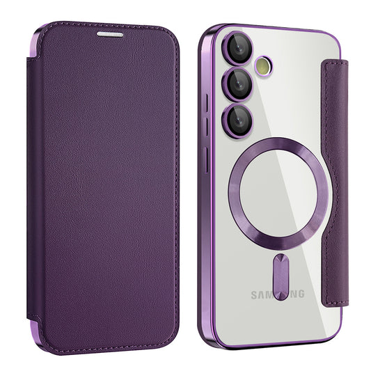 Funda MagSafe para Samsung Galaxy S24 FE S721, Techsuit, SmartMag Book, Morado