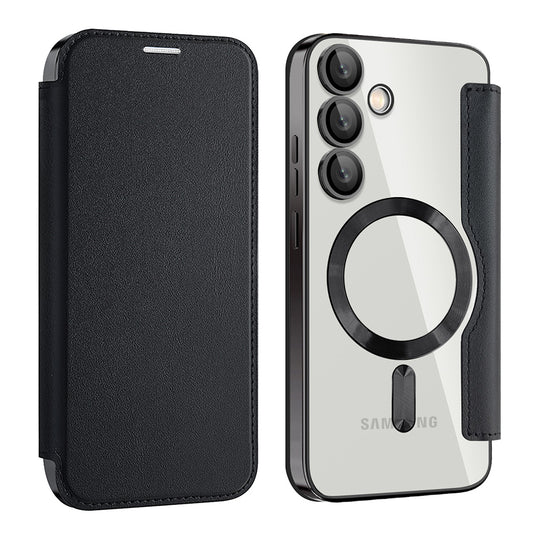 Funda MagSafe para Samsung Galaxy S24 FE S721, Techsuit, SmartMag Book, Negra