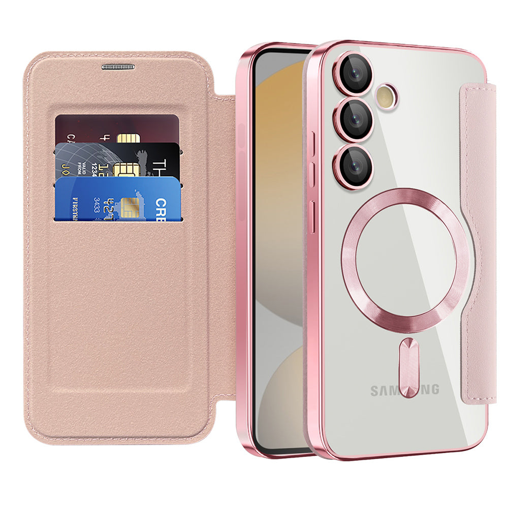 Funda MagSafe para Samsung Galaxy S24 FE S721, Techsuit, SmartMag Book, Rosa