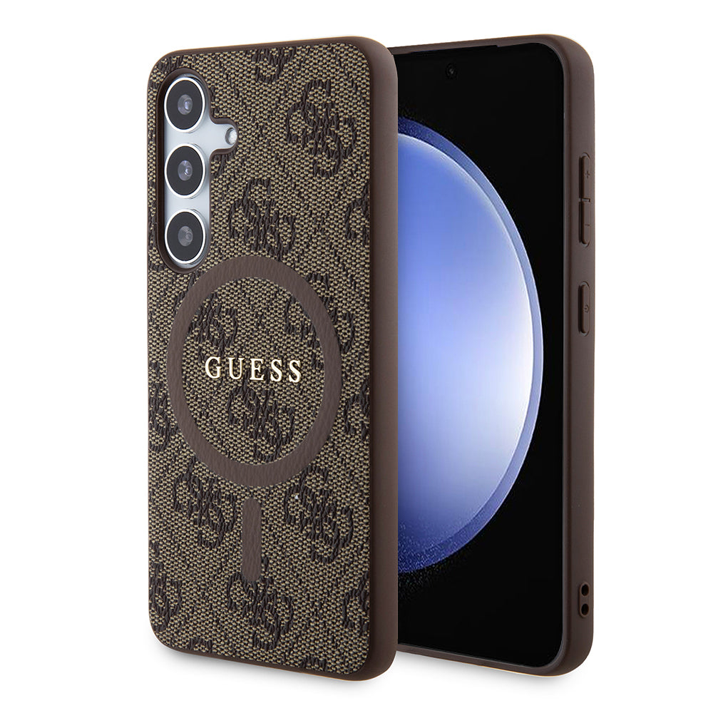 Funda MagSafe para Samsung Galaxy S24+ S926, Guess, 4G Collection, Marrón