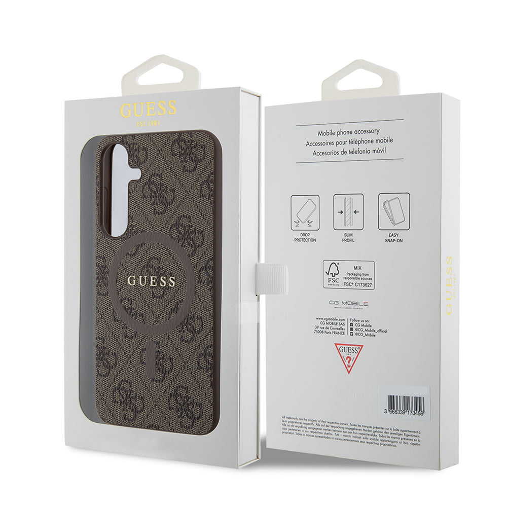 Funda MagSafe para Samsung Galaxy S24+ S926, Guess, 4G Collection, Marrón