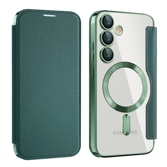 Funda MagSafe para Samsung Galaxy S24+ S926, Techsuit, SmartMag Book, Verde