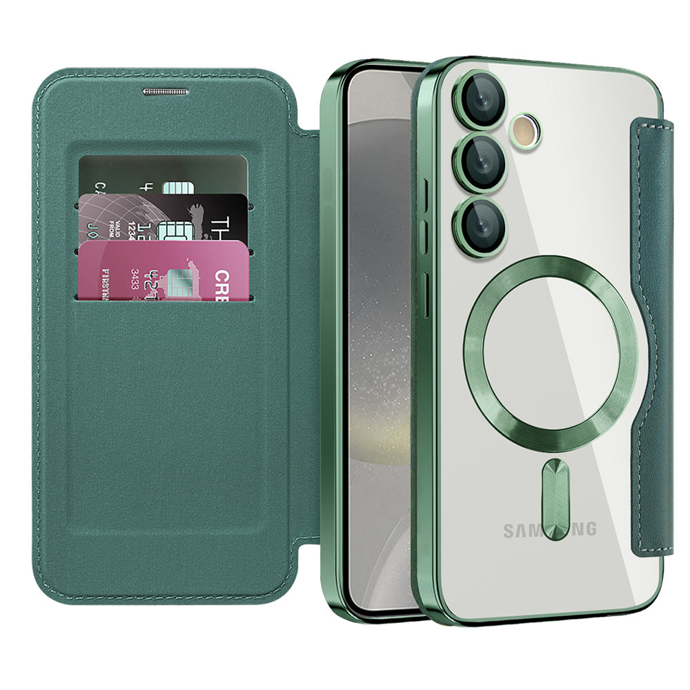 Funda MagSafe para Samsung Galaxy S24+ S926, Techsuit, SmartMag Book, Verde