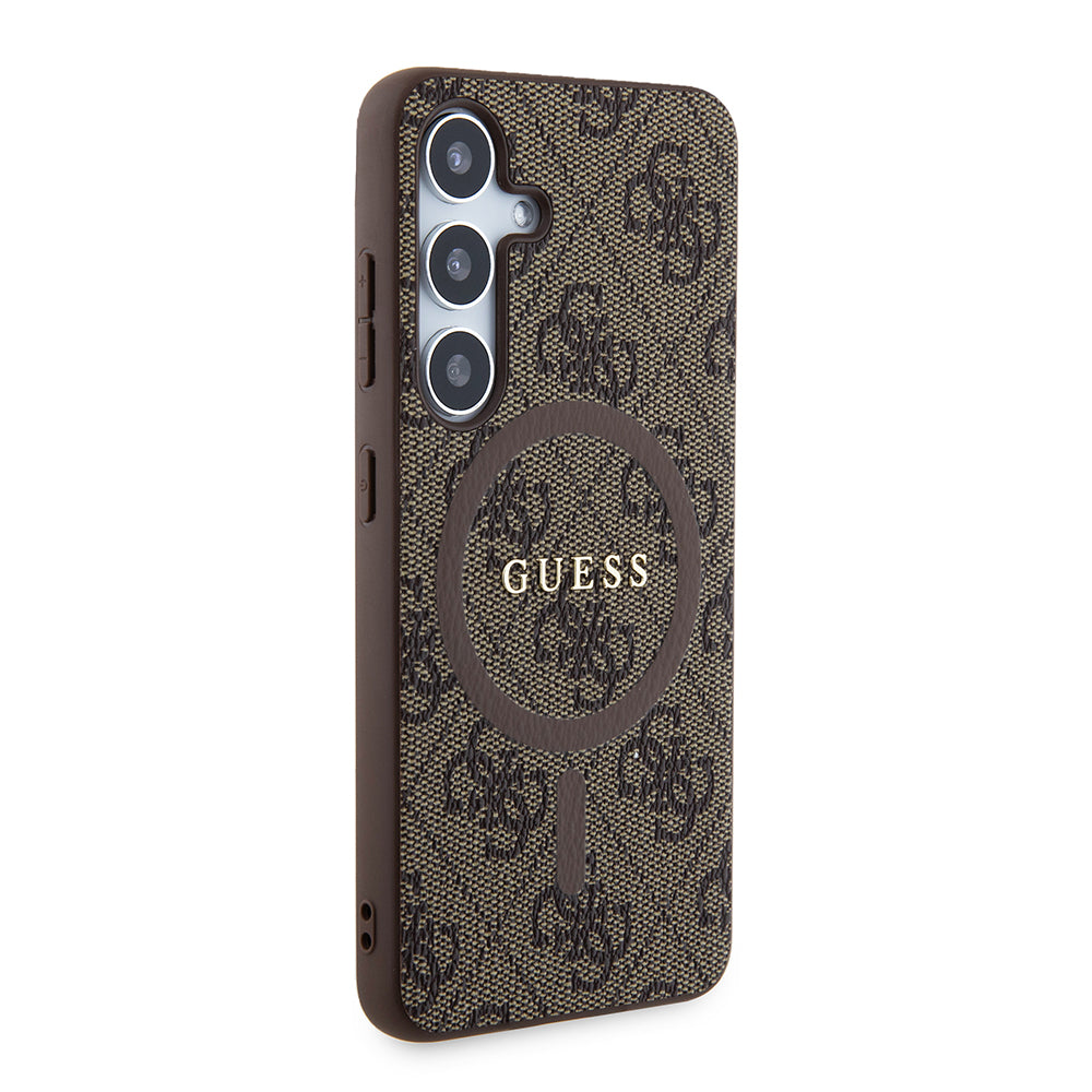 Funda MagSafe para Samsung Galaxy S24 S921, Guess, Colección 4G, Marrón