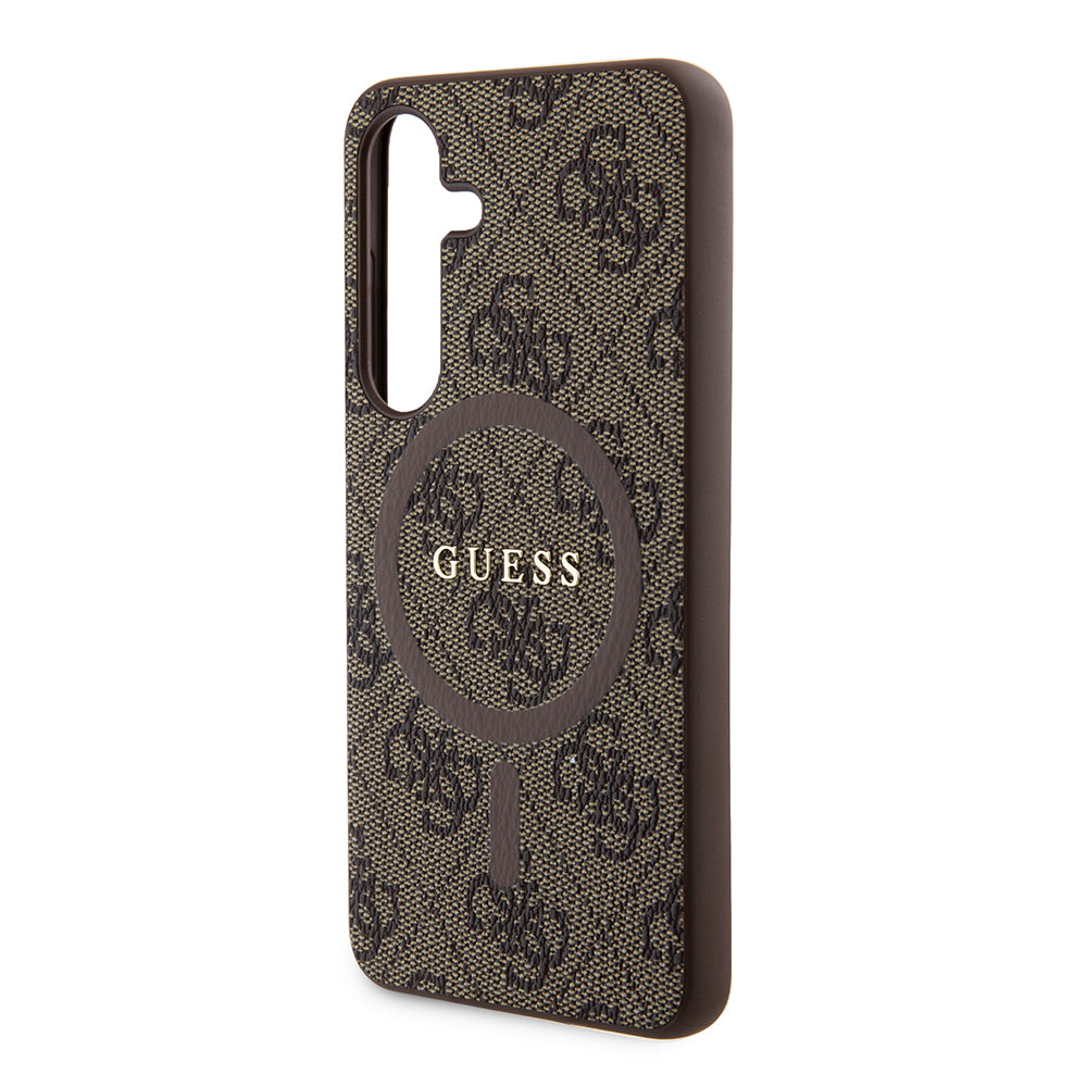 Funda MagSafe para Samsung Galaxy S24 S921, Guess, Colección 4G, Marrón