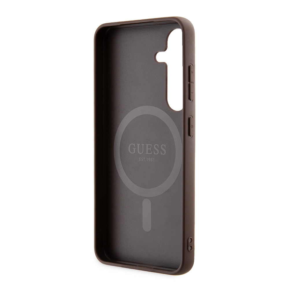 Funda MagSafe para Samsung Galaxy S24 S921, Guess, Colección 4G, Marrón