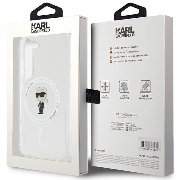 Funda MagSafe para Samsung Galaxy S24 S921, Karl Lagerfeld, IML Ikonik Karl, Transparente