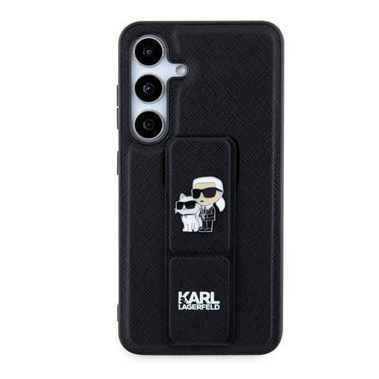 Funda MagSafe para Samsung Galaxy S24 S921, Karl Lagerfeld, Saffiano Gripstand Karl & Choupette, Negra