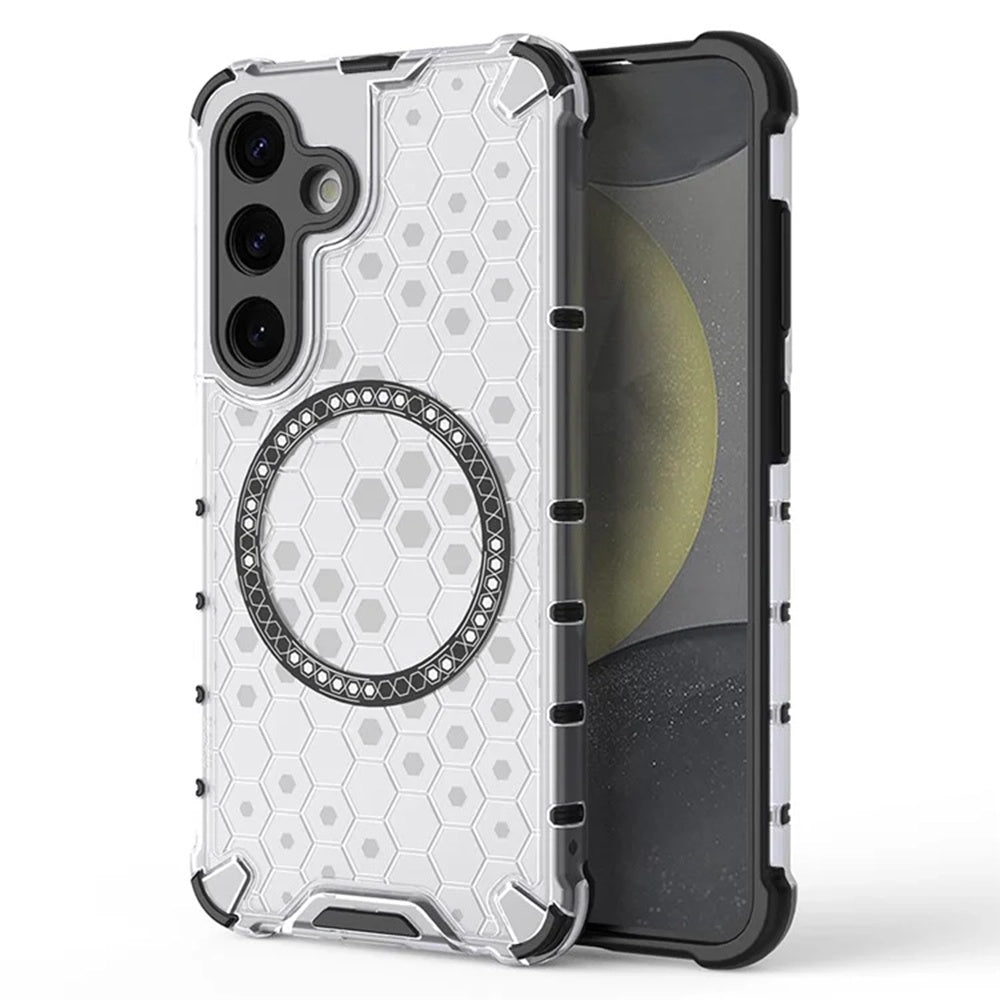 Funda MagSafe para Samsung Galaxy S24 S921, Techsuit, HoneyComb Shield, Blanca