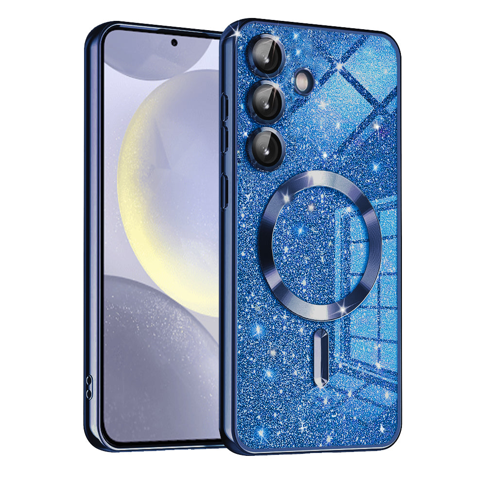 Funda MagSafe para Samsung Galaxy S24 S921, Techsuit, Luxury Glitter, Azul Oscuro