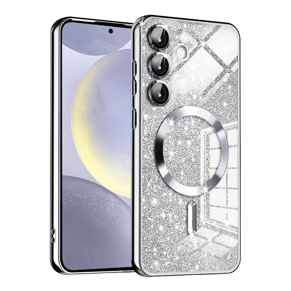 Funda MagSafe para Samsung Galaxy S24 S921, Techsuit, Luxury Glitter, Plateada