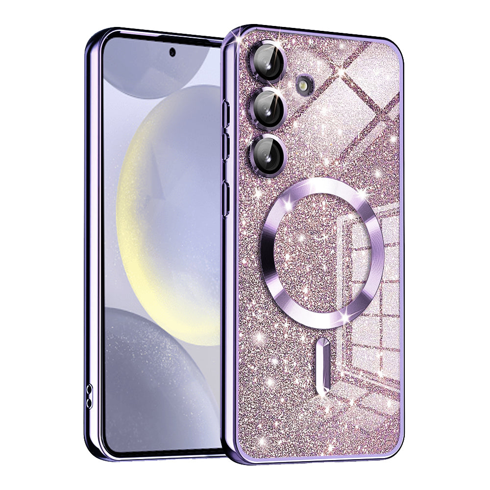 Funda MagSafe para Samsung Galaxy S24 S921, Techsuit, Luxury Glitter, Morado Claro
