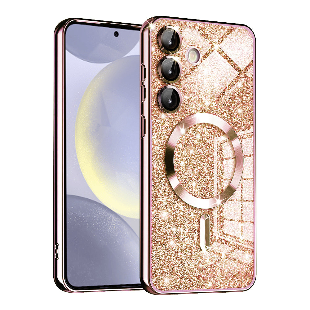 Funda MagSafe para Samsung Galaxy S24 S921, Techsuit, Luxury Glitter, Rosa Dorado