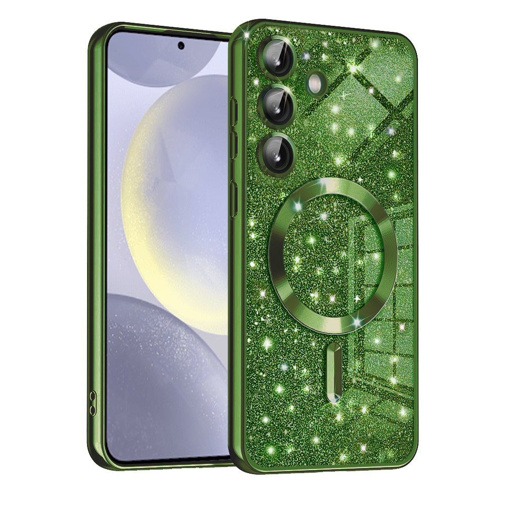 Funda MagSafe para Samsung Galaxy S24 S921, Techsuit, Luxury Glitter, Verde Oscuro