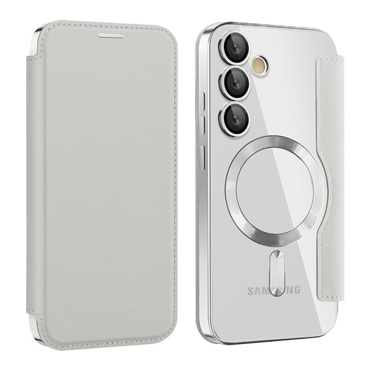 Funda MagSafe para Samsung Galaxy S24 S921, Techsuit, SmartMag Book, Gris