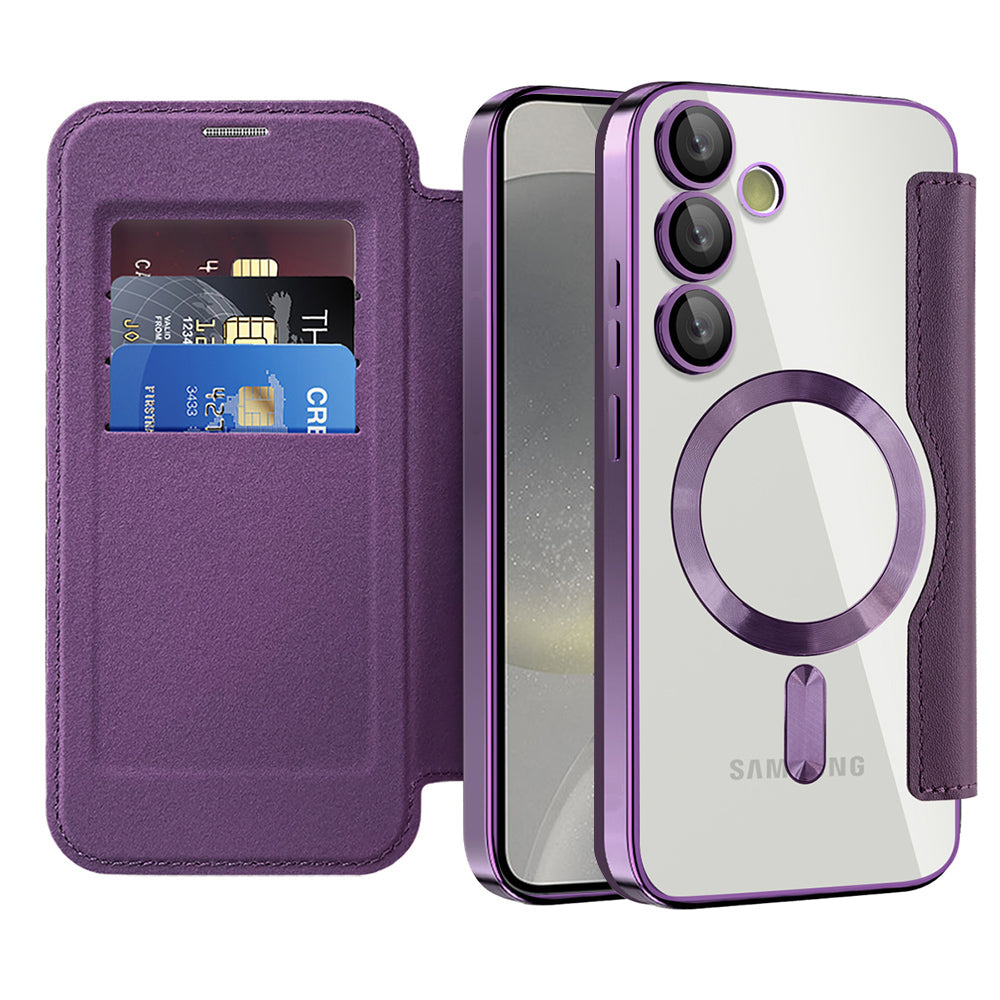 Funda MagSafe para Samsung Galaxy S24 S921, Techsuit, SmartMag Book, Morado