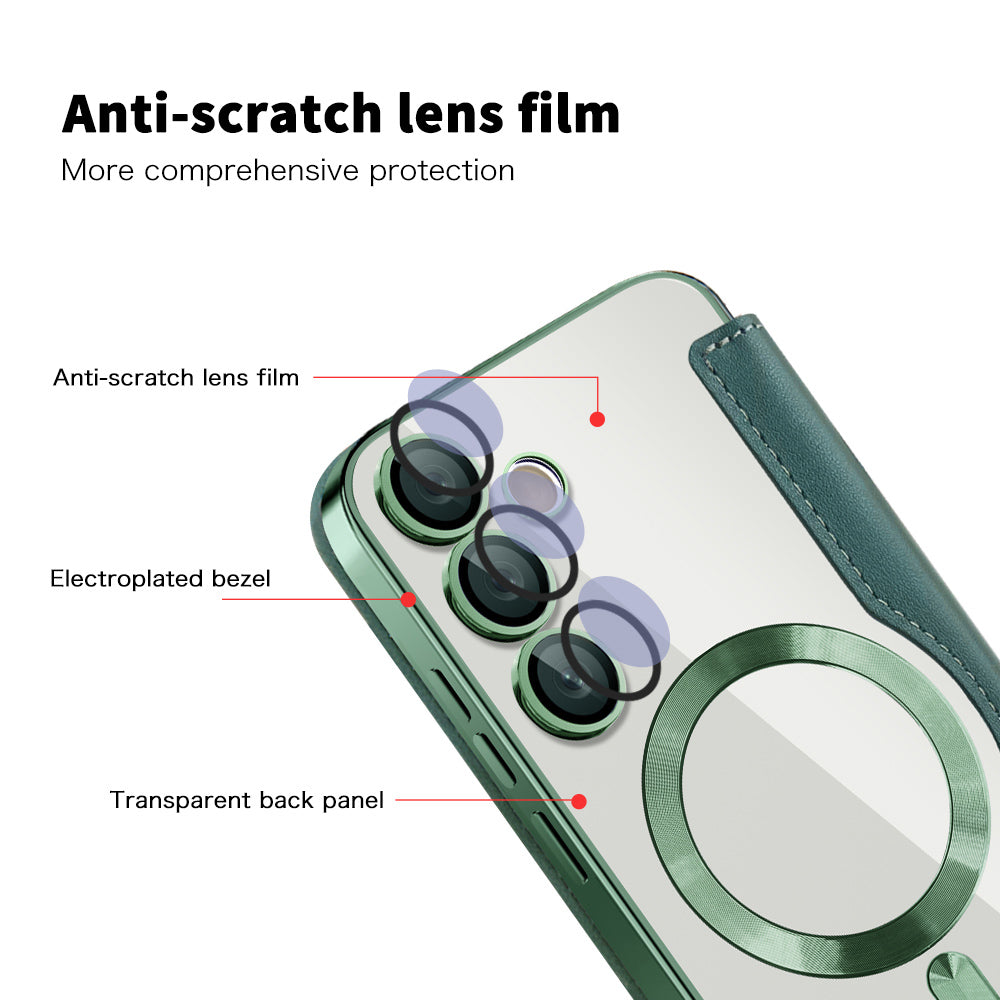 Funda MagSafe para Samsung Galaxy S24 S921, Techsuit, SmartMag Book, Verde