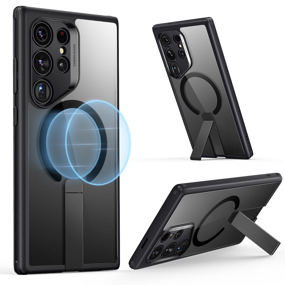 Funda MagSafe para Samsung Galaxy S24 Ultra S928, ESR, Boost Flickstand, Negra Transparente