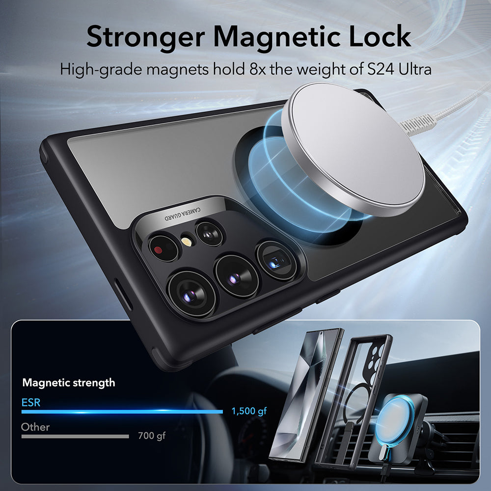 Funda MagSafe para Samsung Galaxy S24 Ultra S928, ESR, Boost Flickstand, Negra Transparente