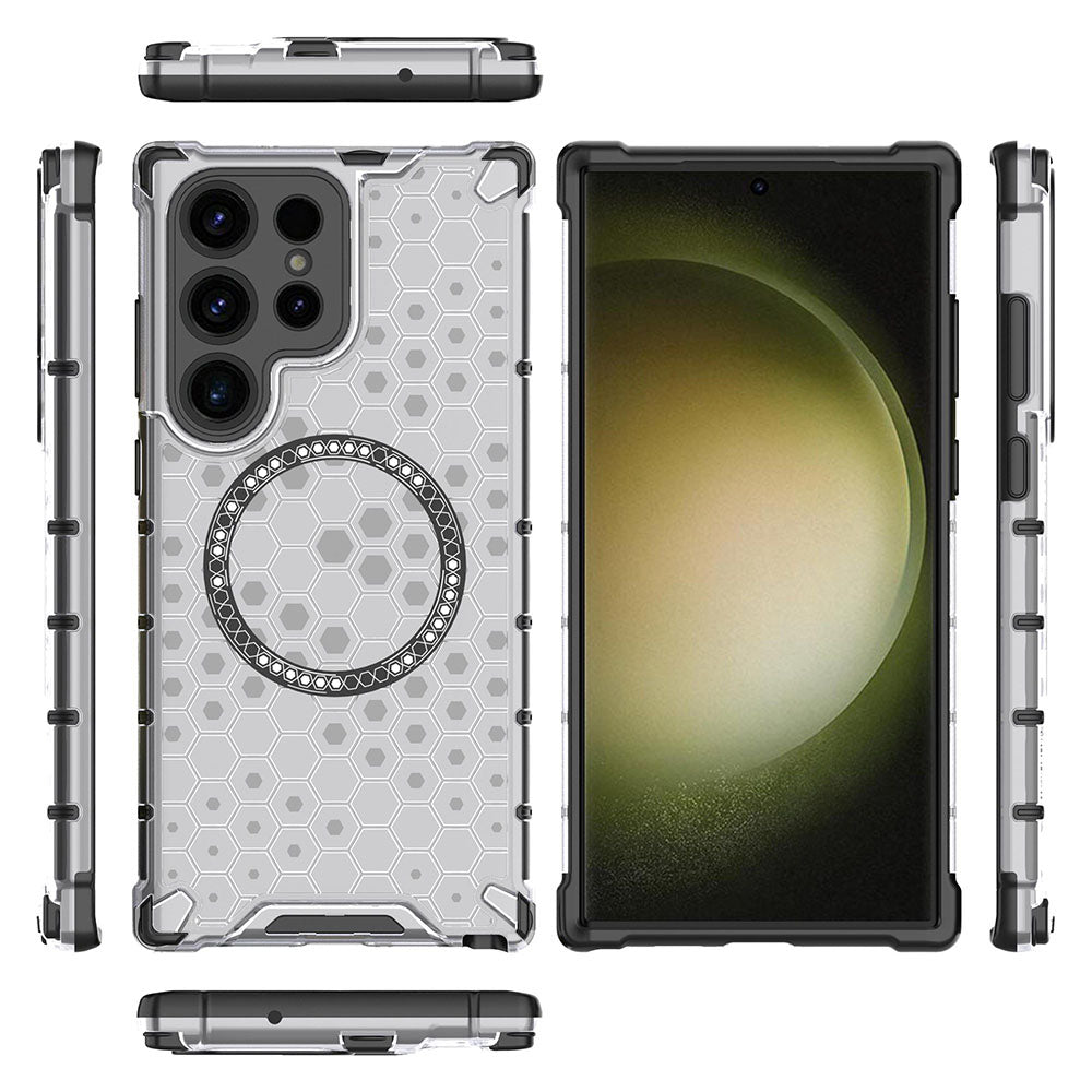 Funda MagSafe para Samsung Galaxy S24 Ultra S928, Techsuit, HoneyComb Shield, Blanca