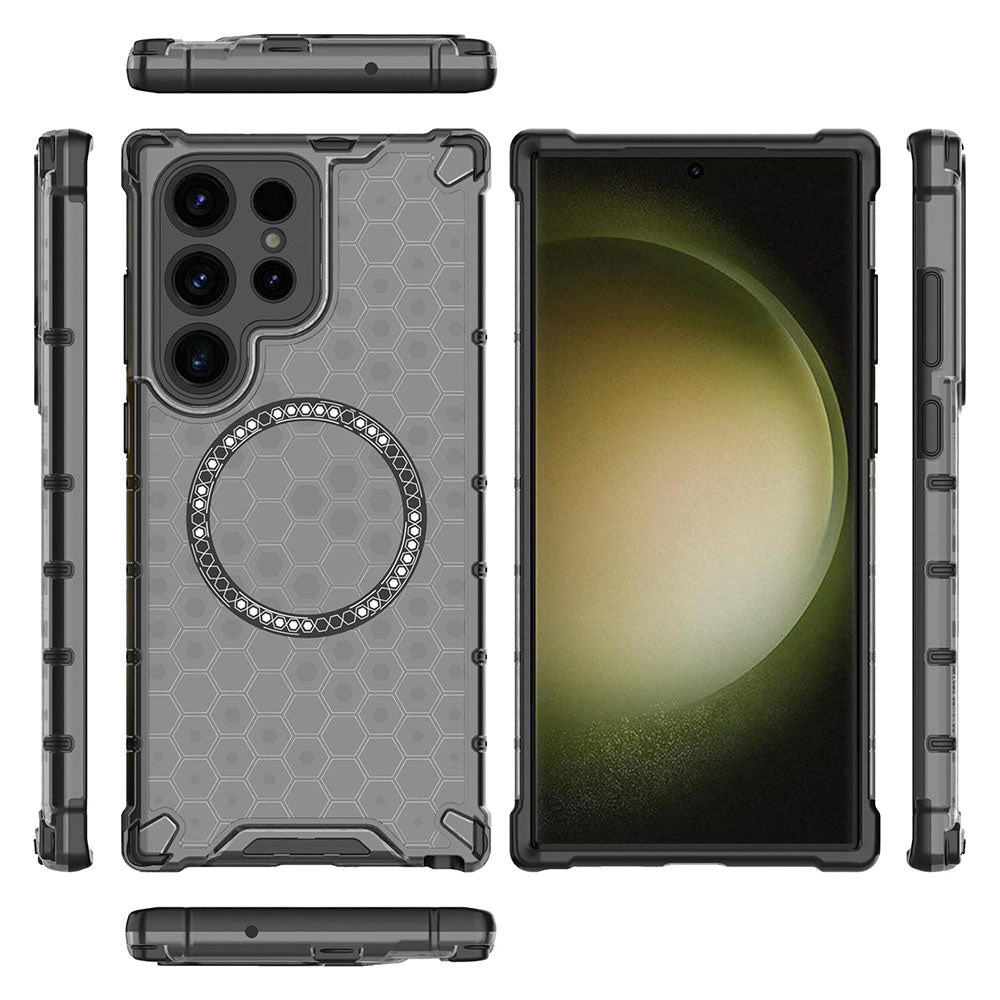 Funda MagSafe para Samsung Galaxy S24 Ultra S928, Techsuit, HoneyComb Shield, Negra