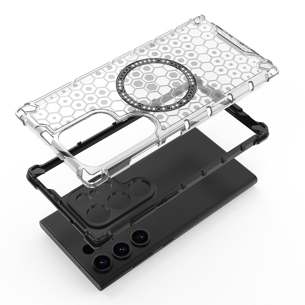 Funda MagSafe para Samsung Galaxy S24 Ultra S928, Techsuit, HoneyComb Shield, Negra