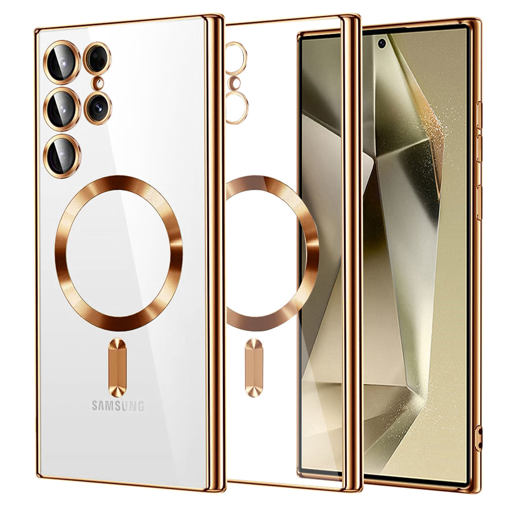 Funda MagSafe para Samsung Galaxy S24 Ultra S928, Techsuit, Luxury Crystal, Dorada