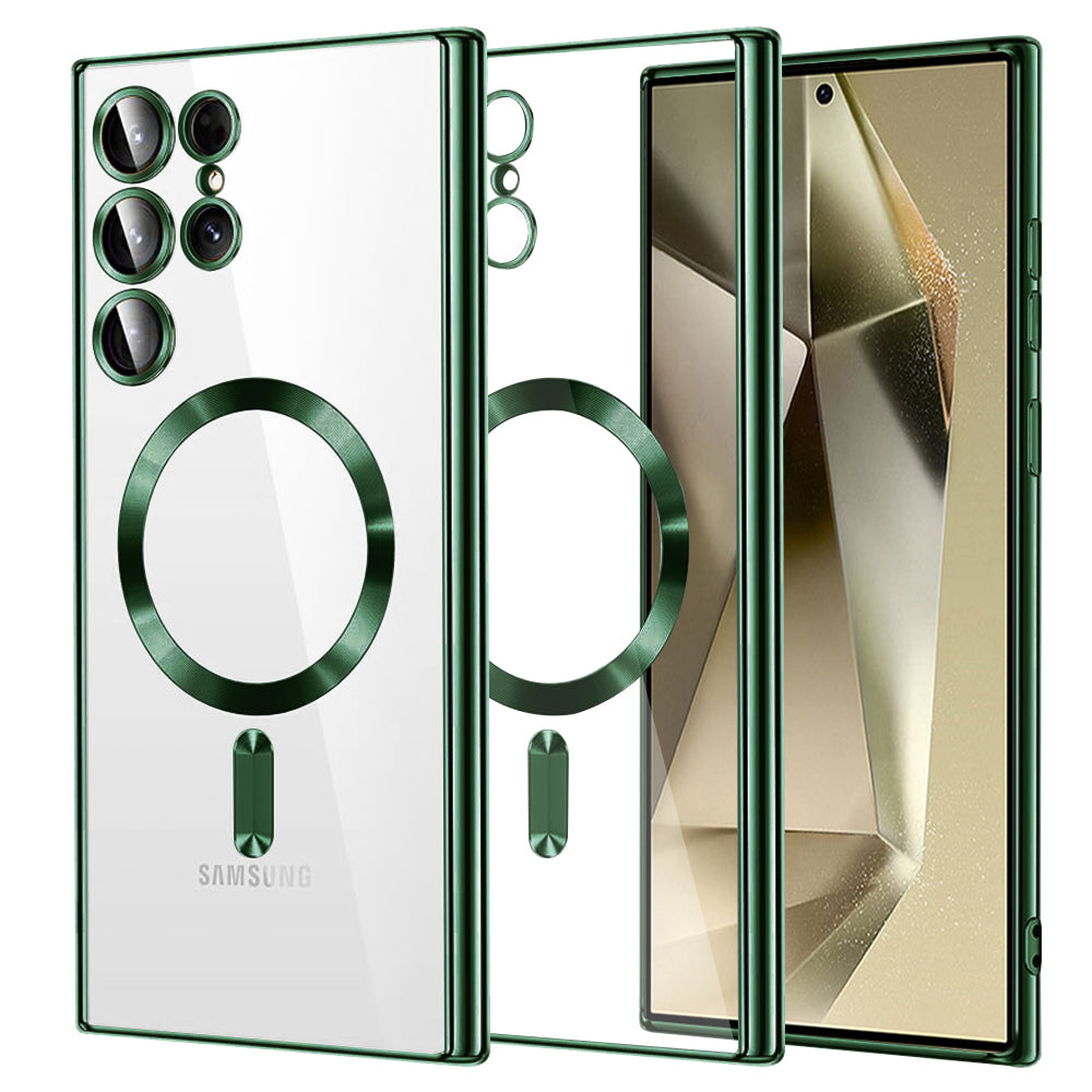 Funda MagSafe para Samsung Galaxy S24 Ultra S928, Techsuit, Luxury Crystal, Verde Oscuro