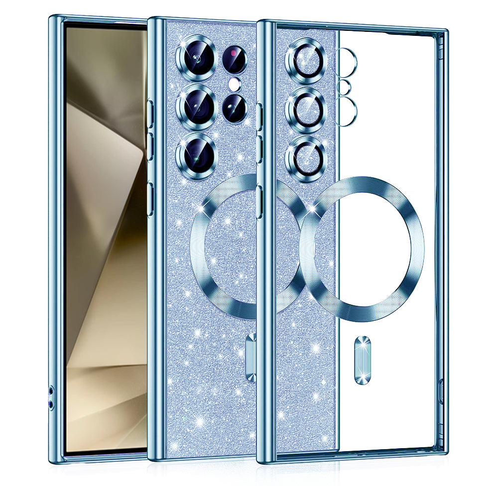 Funda MagSafe para Samsung Galaxy S24 Ultra S928, Techsuit, Luxury Glitter, Azul