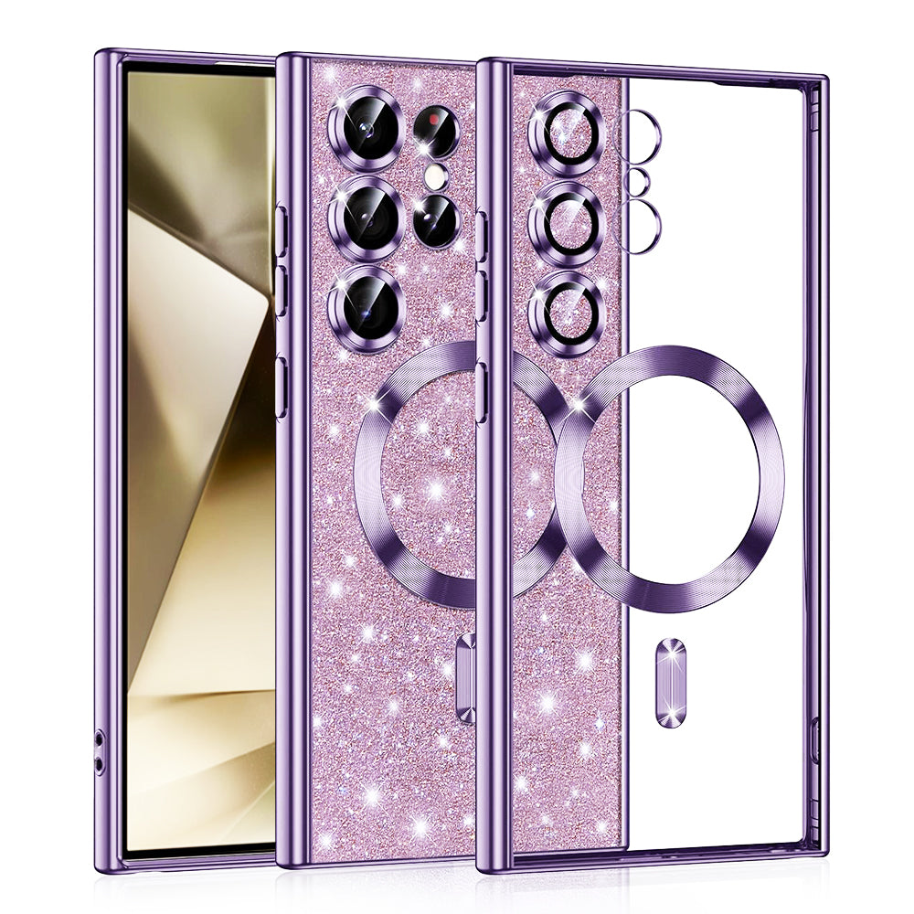 Funda MagSafe para Samsung Galaxy S24 Ultra S928, Techsuit, Luxury Glitter, Morado Claro