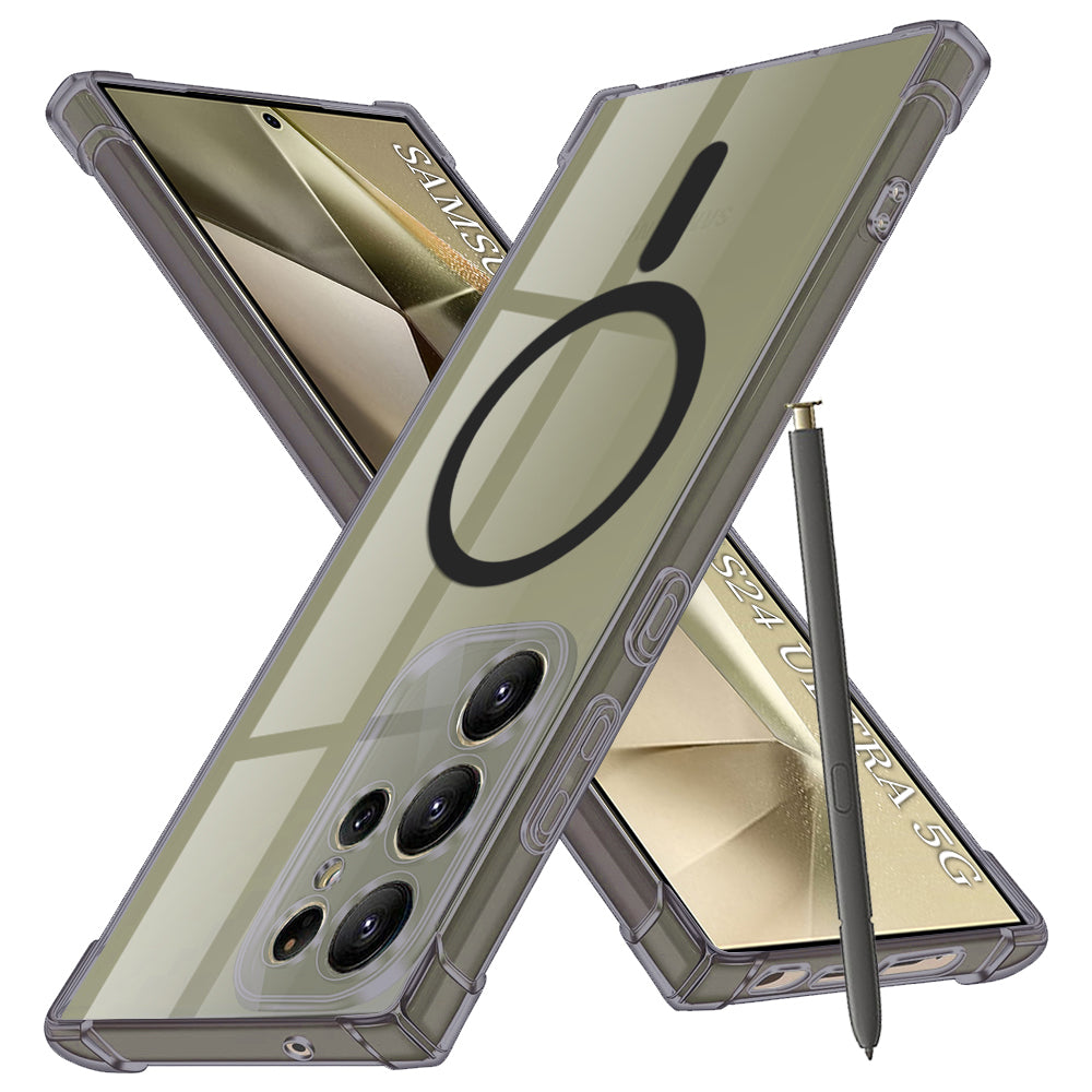 Funda MagSafe para Samsung Galaxy S24 Ultra S928, Techsuit, Transparente a prueba de golpes, Ahumado